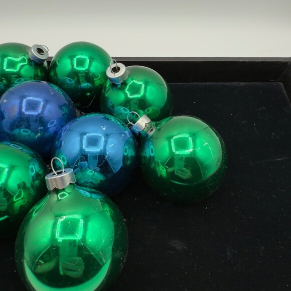 Vintage Mercury Glass Christmas Ornaments Blue Green Rauch Balls - Picture 6 of 9